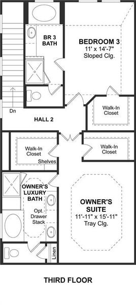 The Radcliffe II floor plan by K. Hovnanian Homes. 3rd Floor shown. *Prices, plans, dimensions, features, specifications, materials, and availability of homes or communities are subject to change without notice or obligation.