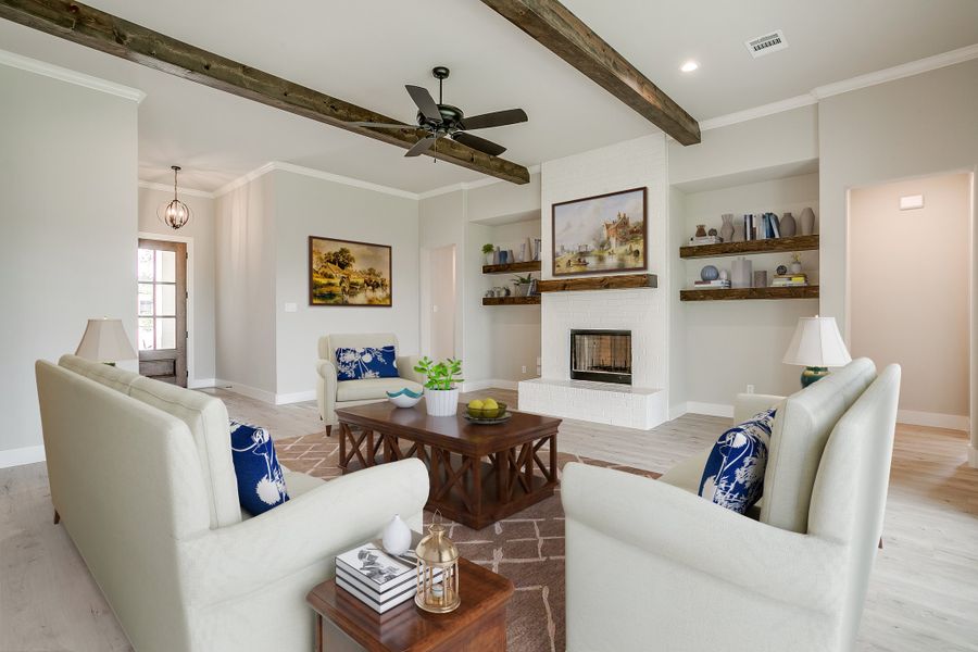 Representative furnished interior of a home built from the The Addison by Kenmark Homes in Coyote Crossing, Godley (Image 4). Representative furnished interior of a home built from the The Addison by Kenmark Homes in Coyote Crossing, Godley (Image 4).