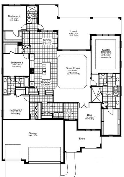 2D floor plan layout for the Kiawah by Neal Communities in Grand Palm, Venice, FL (Image 3). 2D floor plan layout for the Kiawah by Neal Communities in Grand Palm, Venice, FL (Image 3).