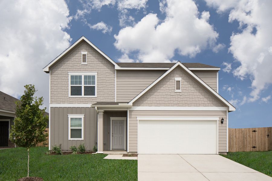 Front exterior of a new home in Crescent Pointe, Carrollton, GA, highlighting curb appeal (Image 1). Front exterior of a new home in Crescent Pointe, Carrollton, GA, highlighting curb appeal (Image 1).