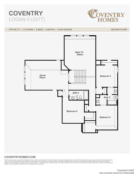 2D floor plan layout of this home in Megan's Landing, Castroville, TX (Image 3).