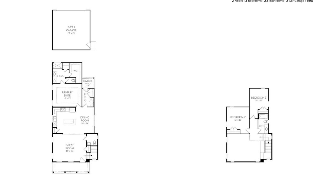 2D floor plan layout of this home in River Oaks, Okatie, SC (Image 2).