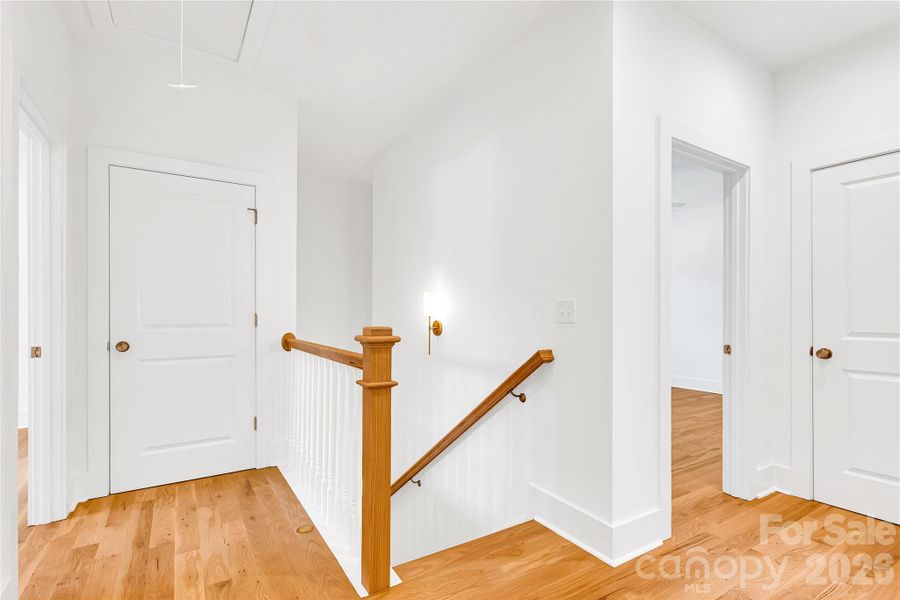 Upstairs with white oak hard wood flooring
