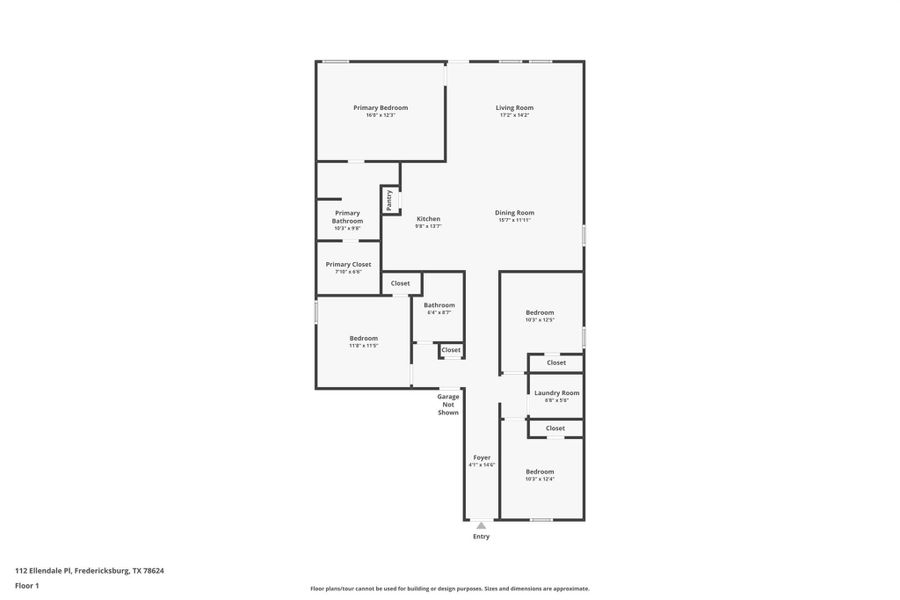 2D floor plan layout of this home in Friendship Oaks, Fredericksburg, TX (Image 3).