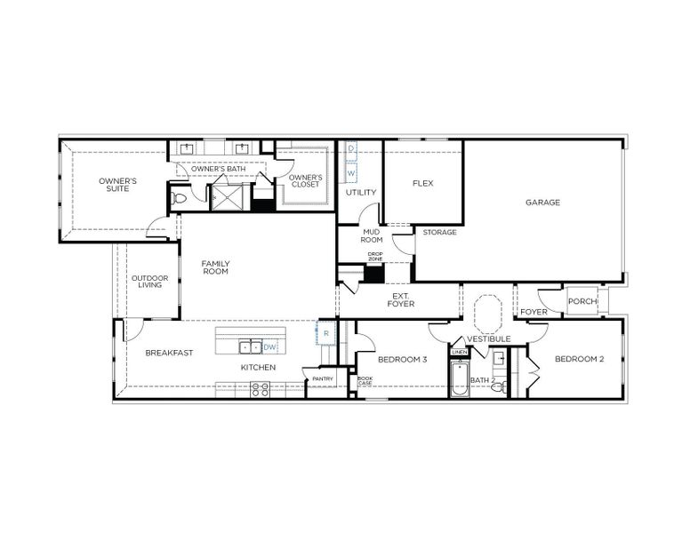 2D floor plan layout of this home in Emberly  45', Beasley, TX (Image 2).