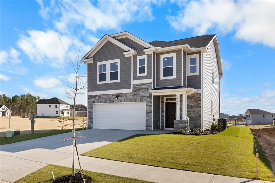 Front exterior of a new home in Windsor, North Augusta, SC, highlighting curb appeal (Image 19).