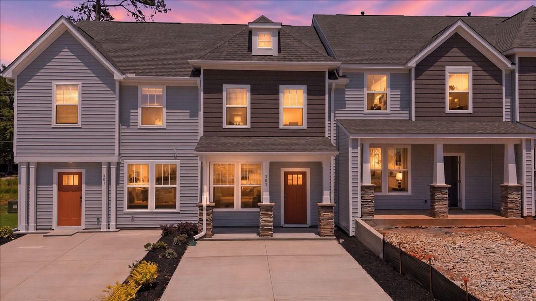 Front exterior of a new home in Clarke Townes, Anderson, SC, highlighting curb appeal (Image 20). Front exterior of a new home in Clarke Townes, Anderson, SC, highlighting curb appeal (Image 20).