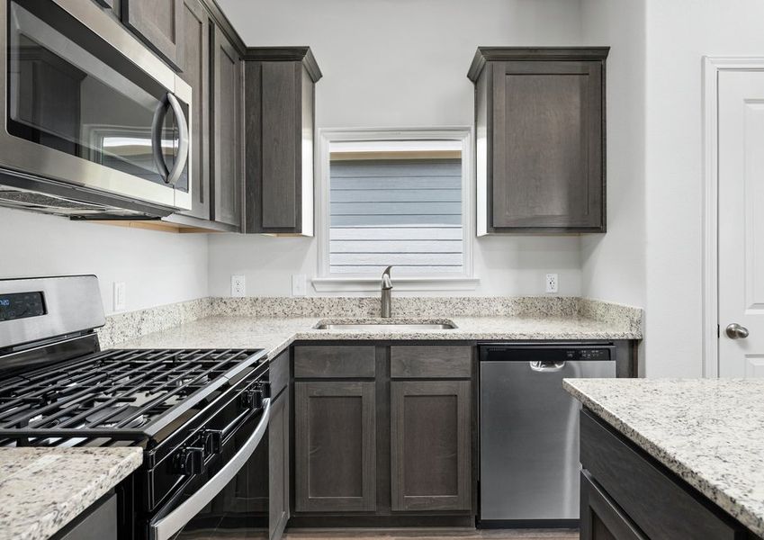 The kitchen of the Sabine has beautiful wood cabinetry. The kitchen of the Sabine has beautiful wood cabinetry.