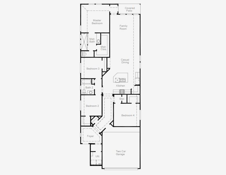 2D floor plan layout of this home in Heartland 40', Heartland, TX (Image 3).