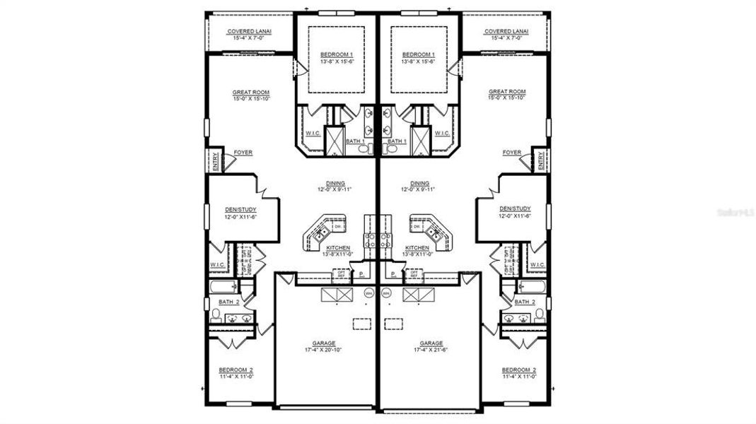 2D floor plan layout of this home in Towns at Woodsdale Villas, Wesley Chapel, FL (Image 2).