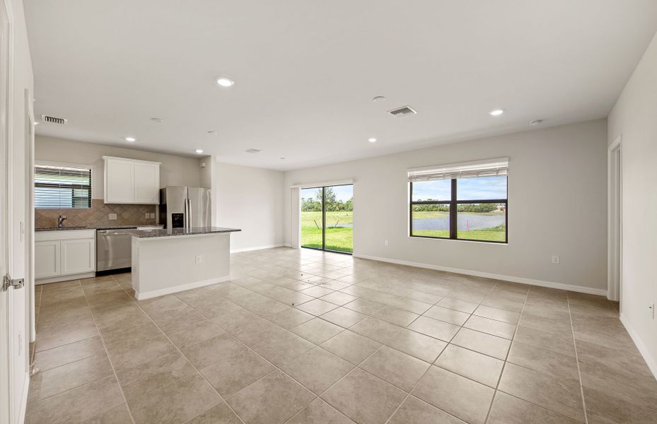 Bright gathering room with lots of open space