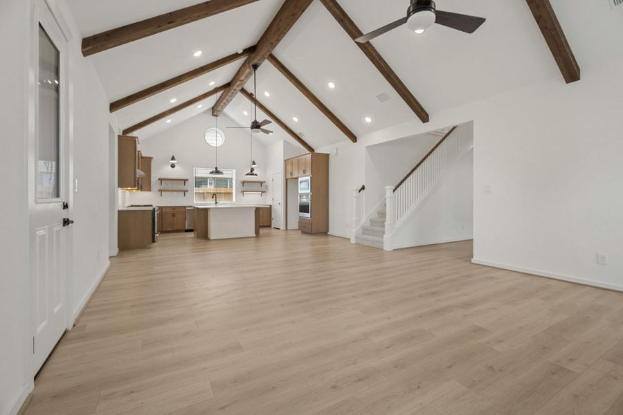 Impressive great room and dining area Impressive great room and dining area