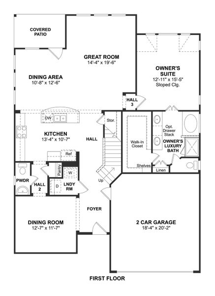 2D floor plan layout for the Sawyer II by K. Hovnanian® Homes in Oakwood Estates, Waller, TX (Image 3). 2D floor plan layout for the Sawyer II by K. Hovnanian® Homes in Oakwood Estates, Waller, TX (Image 3).