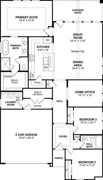2D floor plan layout of this home in Creekshaw, Royse City, TX (Image 2). 2D floor plan layout of this home in Creekshaw, Royse City, TX (Image 2).