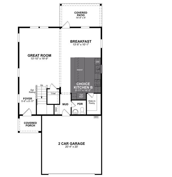 2D floor plan layout of this home in Veranda: Classic, San Antonio, TX (Image 1).