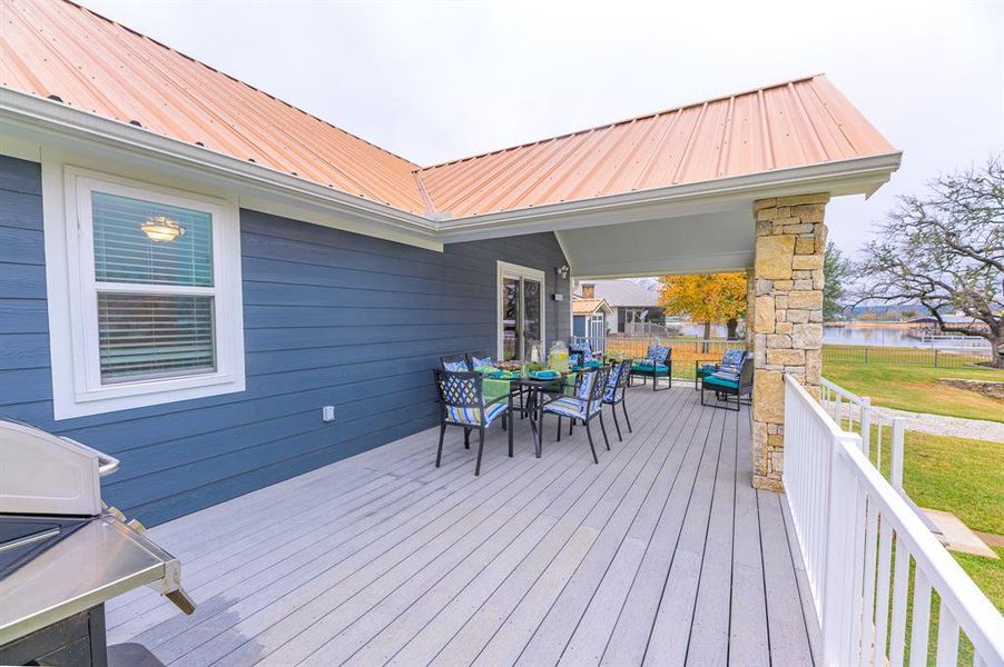 Exterior details and patio area of a home in , Graford (Image 4).