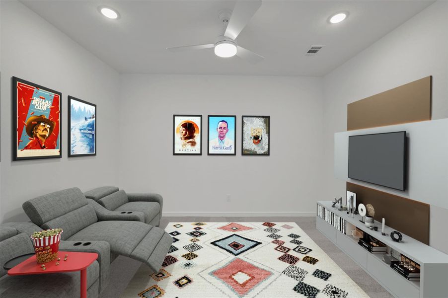 Dedicated media room (*Photo not of actual home and used for illustration purposes only.)