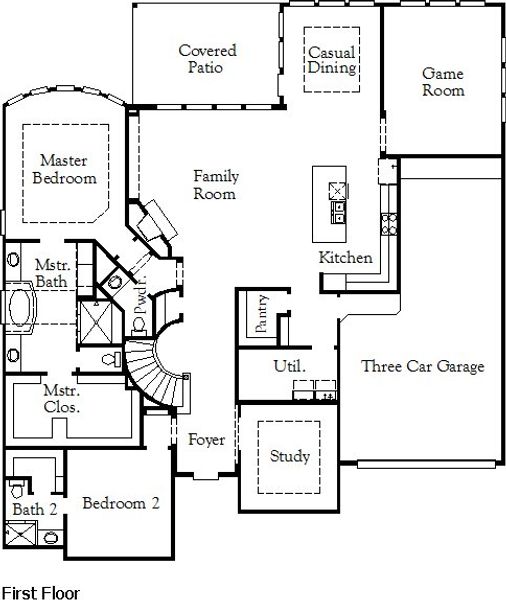 2D floor plan layout of this home in Dunham Pointe, Cypress, TX (Image 3).