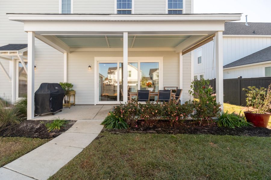 Exterior details and patio area of a home in Midtown at Nexton, Summerville (Image 3). Exterior details and patio area of a home in Midtown at Nexton, Summerville (Image 3).