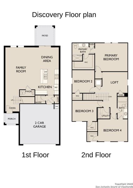 2D floor plan layout of this home in Saddlebrook Ranch, Schertz, TX (Image 2).