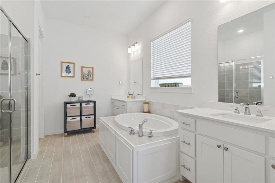 Furnished interior view inside a new home in Painted Tree - South, McKinney (Image 11). Furnished interior view inside a new home in Painted Tree - South, McKinney (Image 11).