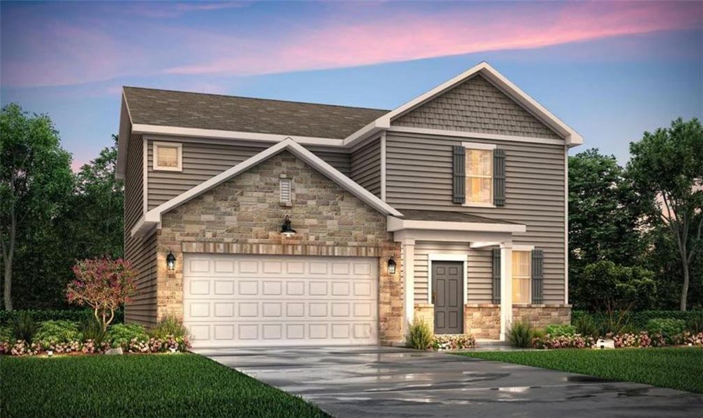 Front exterior of a new home in Belleview Manor, Fairburn, GA, highlighting curb appeal (Image 19).