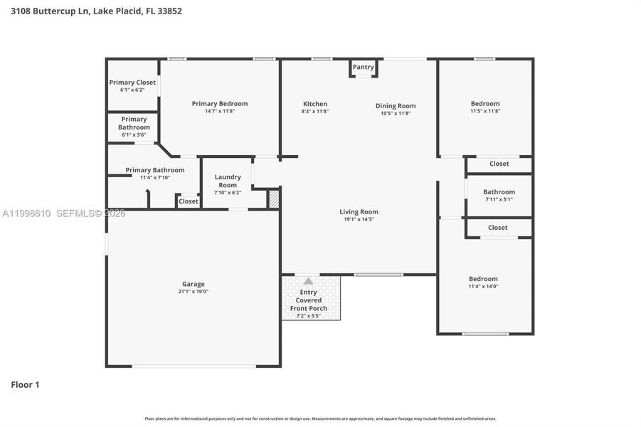 2D floor plan layout of this home in , Lake Placid, FL (Image 5).