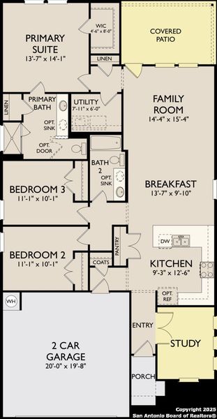 2D floor plan layout of this home in Enclave at Hennersby Hollow 50's, San Antonio, TX (Image 4).