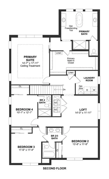 2D floor plan layout for the Rhodes II by K. Hovnanian® Homes in Parkside, Royal Palm Beach, FL (Image 4).