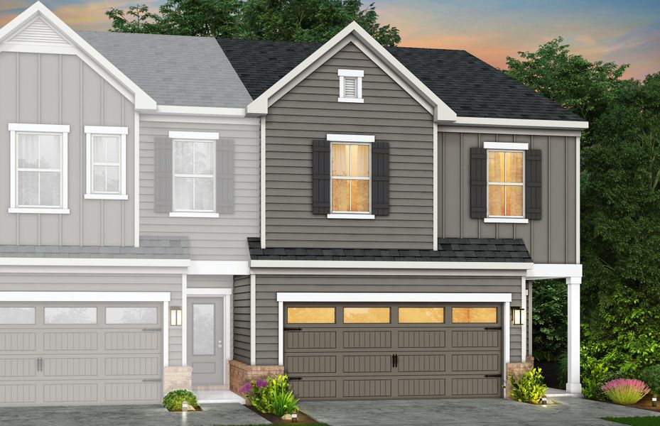 Front exterior of a new home in Galloway Towns, Charlotte, NC, highlighting curb appeal (Image 24).