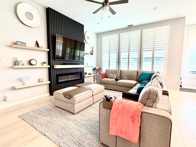 $5K Custom built wall, fireplace w/ remote and shelving $5K Custom built wall, fireplace w/ remote and shelving