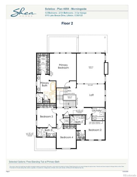 2D floor plan layout of this home in Stargaze at Solstice, Littleton, CO (Image 6).