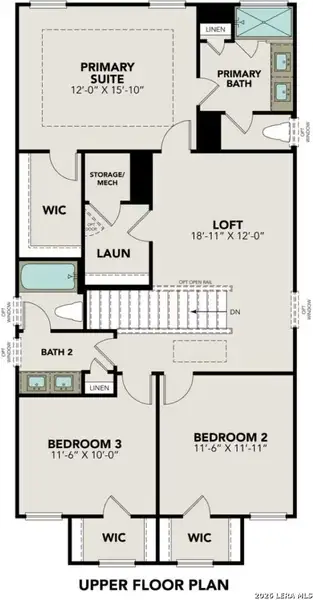 2D floor plan layout of this home in Meadows at Oak Creek, San Antonio, TX (Image 3).