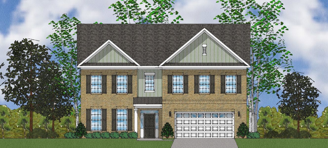 Representative exterior photo of a completed home built from the Cushing II - Elite Collection by Mungo Homes in Suter Estates, Easley, SC (Image 10).