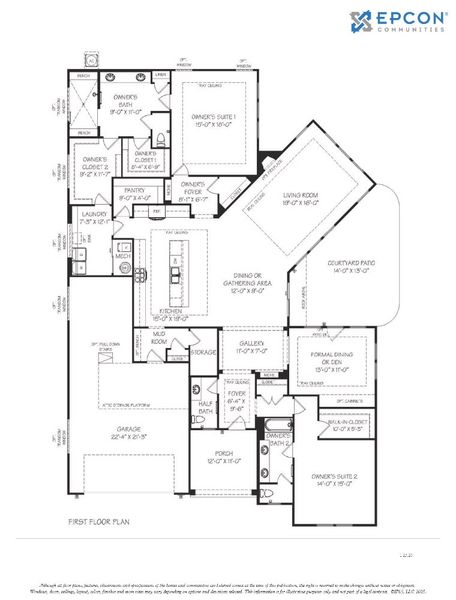 2D floor plan layout for the Provenance by Epcon Communities in The Courtyards at Redbud Lane, Holly Springs, GA (Image 5).