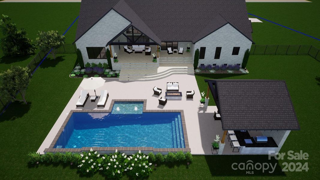 Artistic rendering of what the backyard could look like with a pool