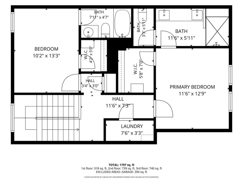 Third Floor - Measurements are not exact. Buyer must verify.
