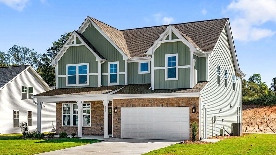 Front exterior of a new home in Fieldstone, Lexington, NC, highlighting curb appeal (Image 26).
