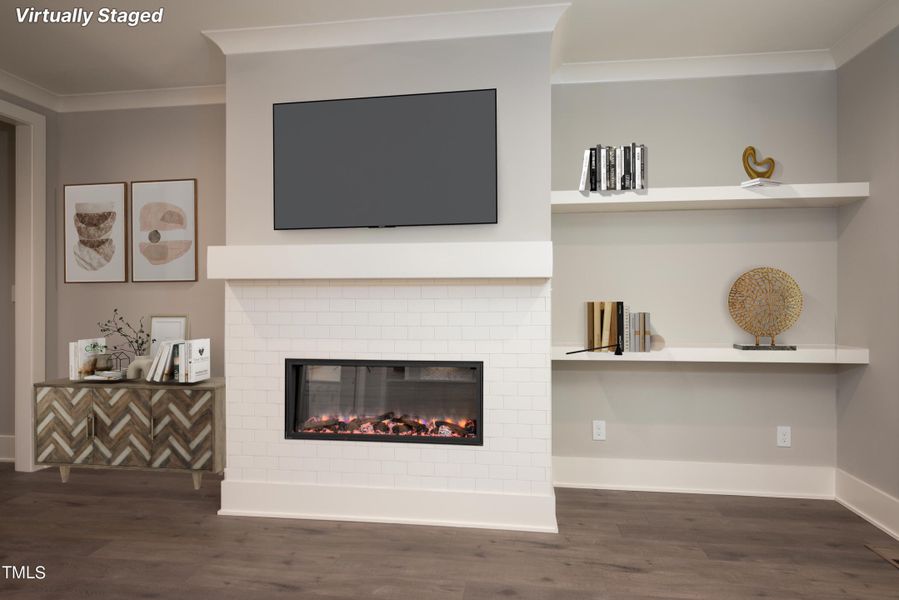 Fireplace staged