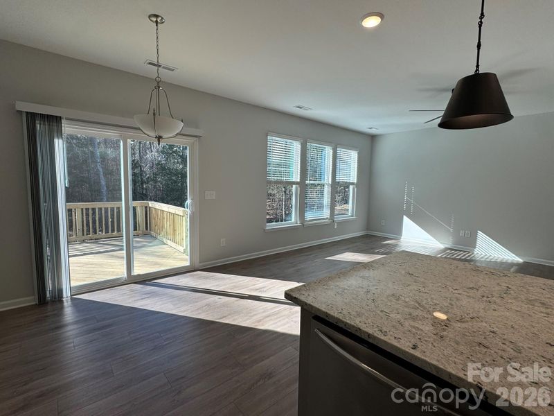 Breakfast area overlooks deck Breakfast area overlooks deck