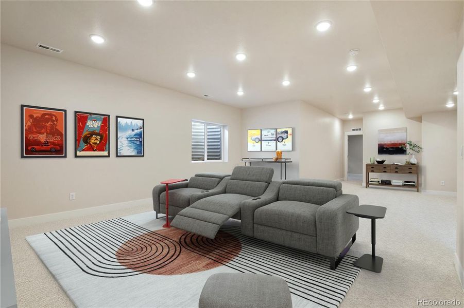 The finished basement provides a generous family room