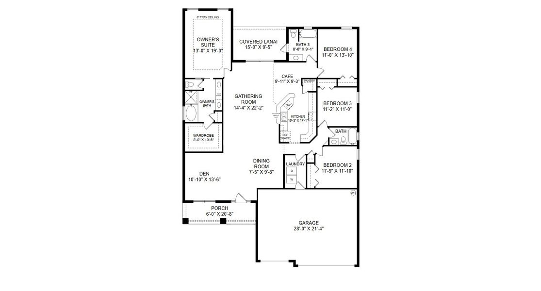 2D floor plan layout for the Westin II by Highland Homes of Florida in Bellaviva, Auburndale, FL (Image 4).
