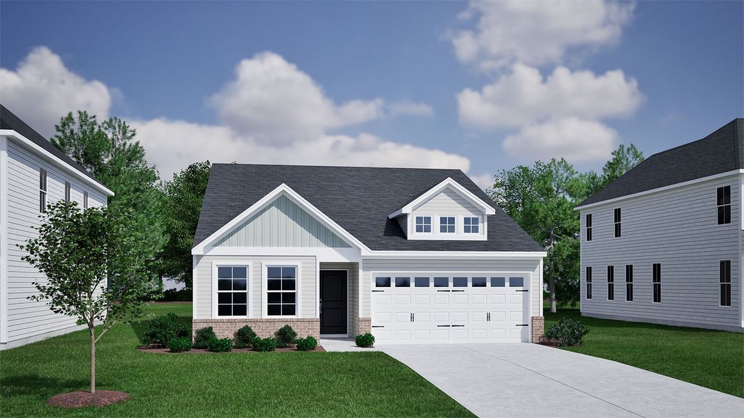 Representative exterior photo of a completed home built from the Lawrence - Genesis Value Collection by Mungo Homes in Laurelbrook, Sherrills Ford, NC (Image 11).
