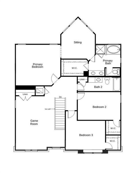 This floor plan features 3 bedrooms, 2 full baths, 1 half bath and over 2,200 square feet of living space.