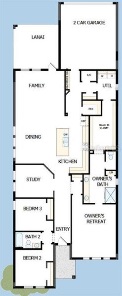 2D floor plan layout of this home in Vistera of Venice – Cottage Series, Nokomis, FL (Image 3).