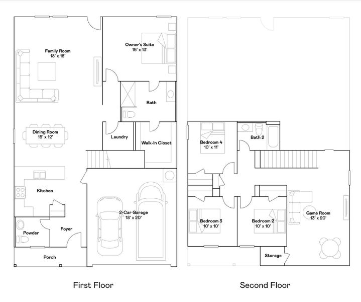 2D floor plan layout of this home in Cypress Green, Hockley, TX (Image 2).