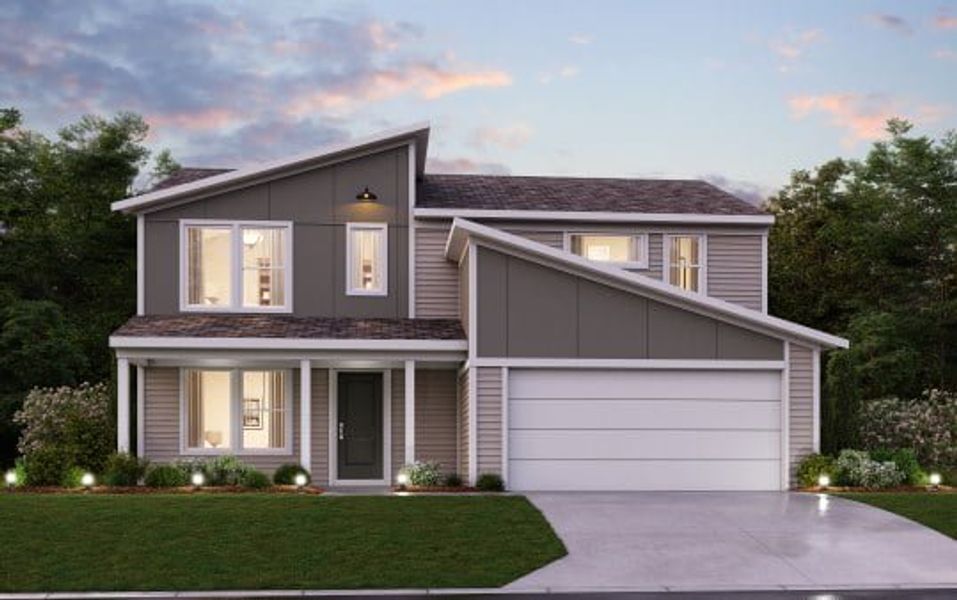 Representative exterior photo of a completed home built from the Greenbriar by Fischer Homes in Crossvine Estates, Hoschton, GA (Image 15).