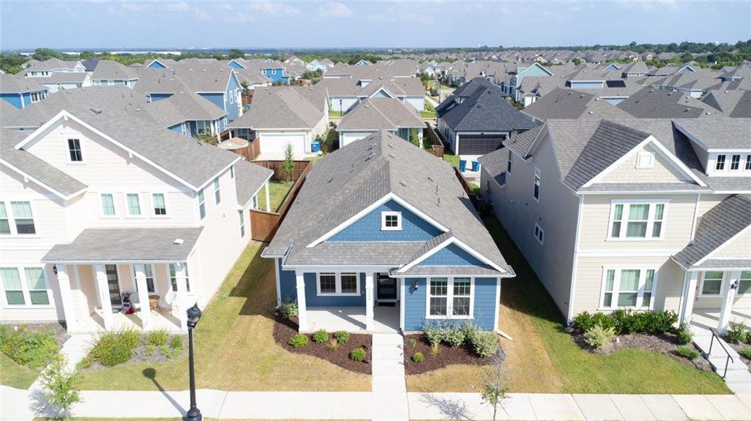 Aerial perspective of suburban area