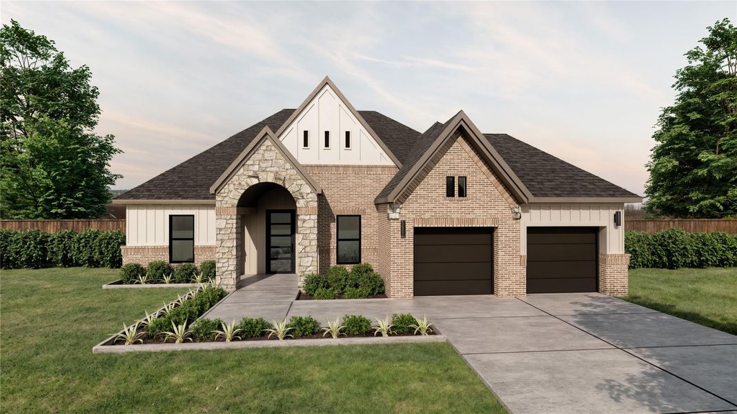 Front exterior of a new home in , Sealy, TX, highlighting curb appeal (Image 1). Front exterior of a new home in , Sealy, TX, highlighting curb appeal (Image 1).