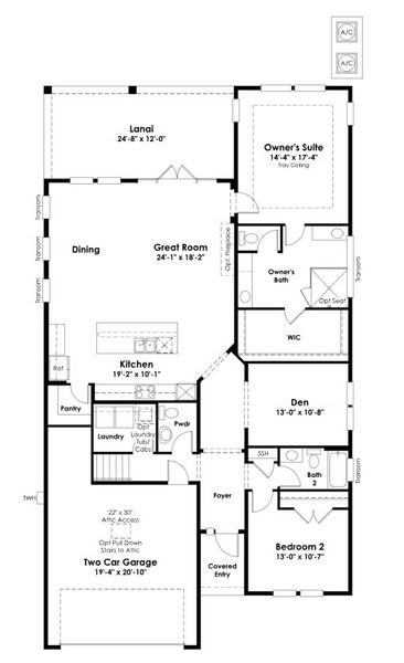 2D floor plan layout for the Orchid by Kolter Homes in NatureWalk at Watersound Origins, Inlet Beach, FL (Image 5).
